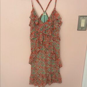 Lush Coral and Mint Floral Mini Dress